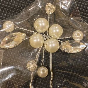 Silver Pearl & Rhinestone Hair Pins